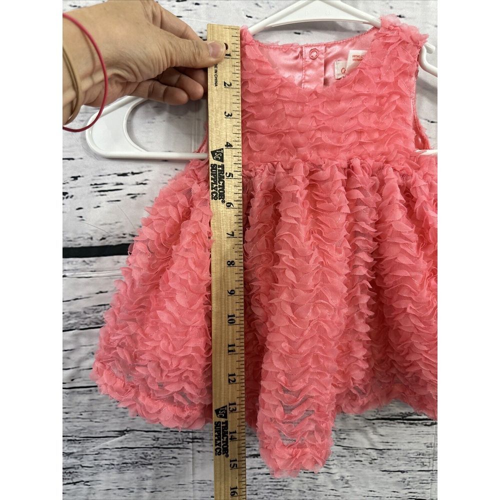 Cat and Jack Baby Girl Coral Pink Dress 3-6mo Ruffles - Picture 7 of 10